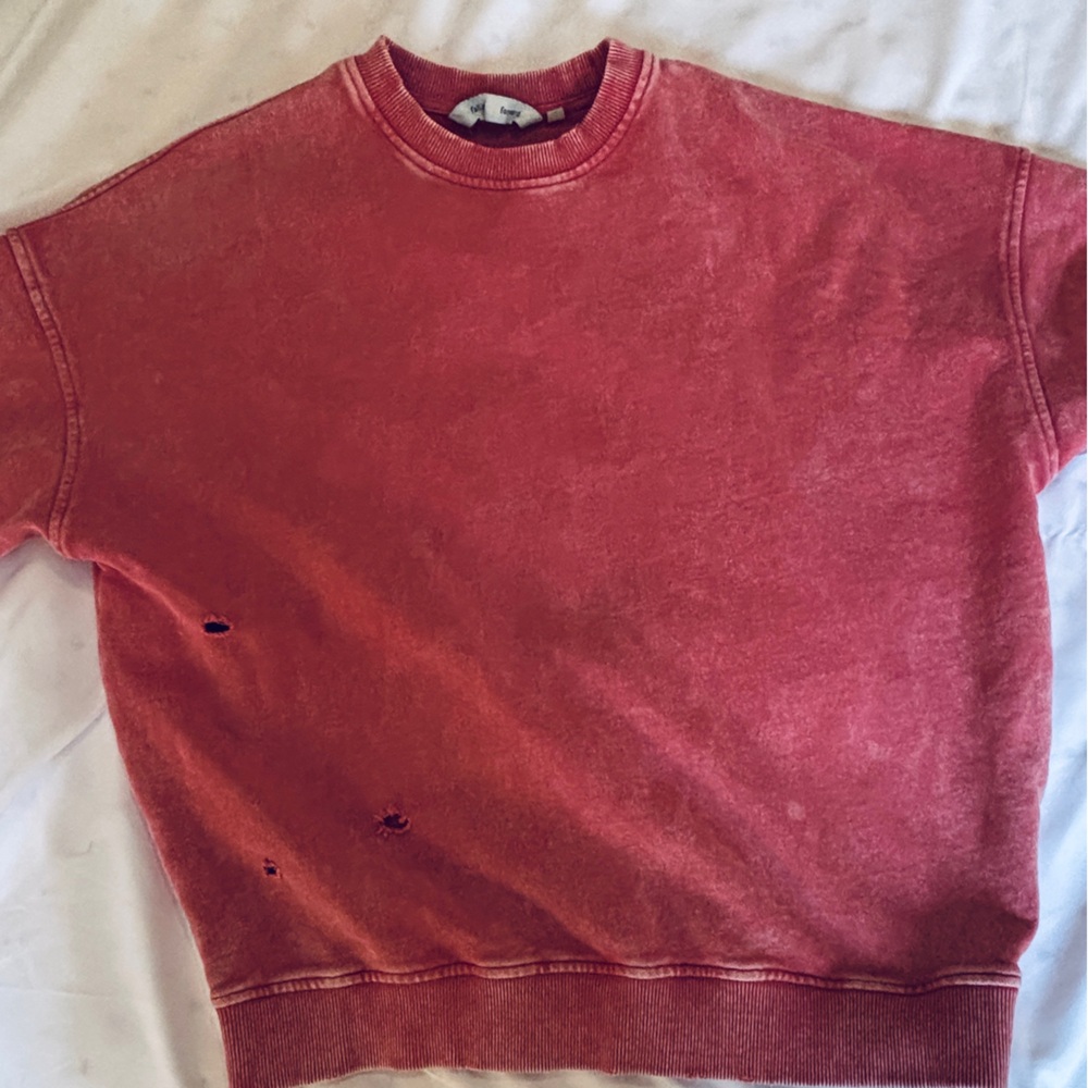 Anthropologie Falling Forward Red Sweatshirt Women’s XS Chunky College Acid Wash - Picture 4 of 9